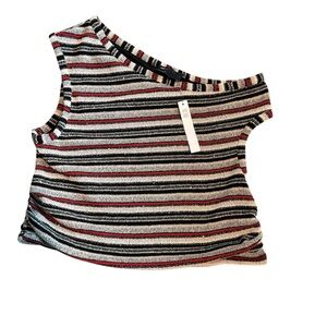 ASOS Women’s Striped One-Shoulder Knit Sequin Top Size L NWT